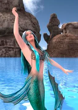 3D Rendering Fantasy Mermaid Illustrazione stock