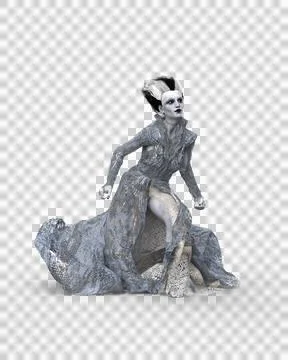 3D rendering of a fantasy monster bride running isolated on a transparent bac Stock Illustration