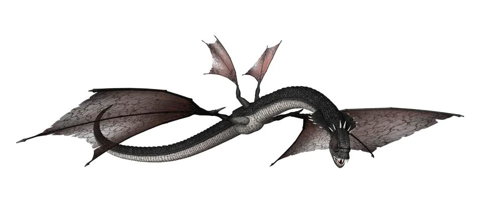 3D Rendering Fantasy Snake Dragon on White Stock Illustration