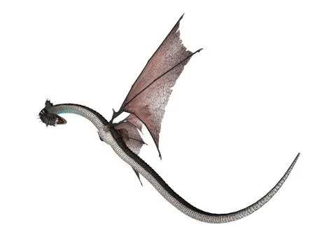 3D Rendering Fantasy Snake Dragon on White Stock Illustration