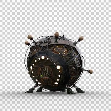 3D rendering of a fantasy Steampunk styled Victorian time machine isolated on Stock Illustration