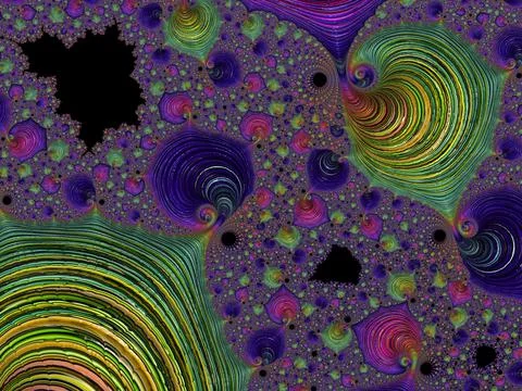3D rendering of a fantasy texture with swirling colorful elements 스톡 일러스트