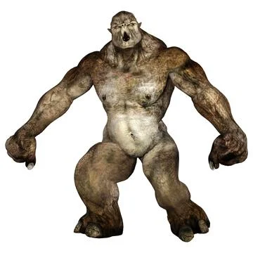 3D Rendering Fantasy Troll on White Stock Illustration