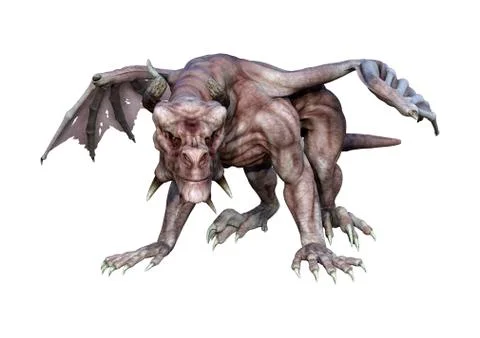 3D Rendering Fantasy Vampire Dragon on White Stock Illustration