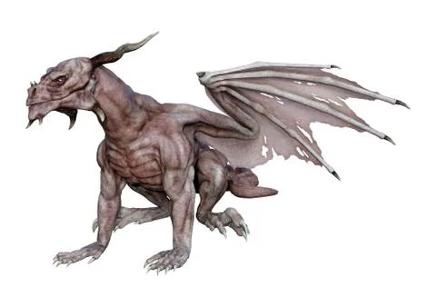 3D Rendering Fantasy Vampire Dragon on White Stock Illustration