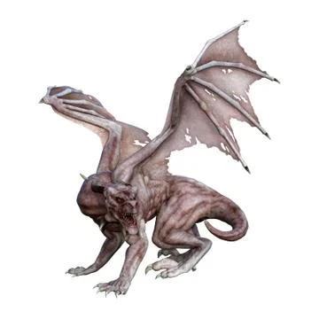 3D Rendering Fantasy Vampire Dragon on White Stock Illustration