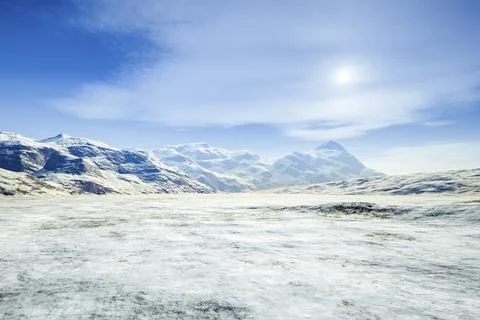 3d rendering of a fantasy winter scenery Stock Illustration