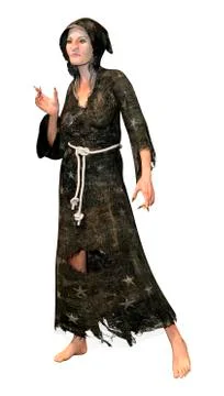 3D Rendering Fantasy Witch on White Stock Illustration