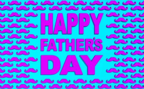 3D rendering Father's Day. Background from many mustaches Stock Illustration