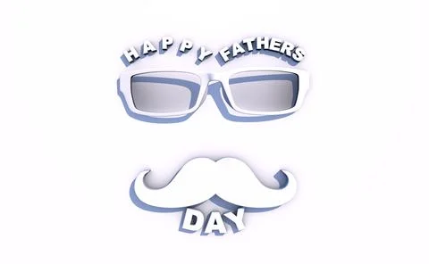 3D rendering Father's Day. Glasses and mustache in white Stock Illustration