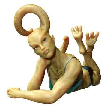 3D Rendering Female Alien on White Stock Illustration