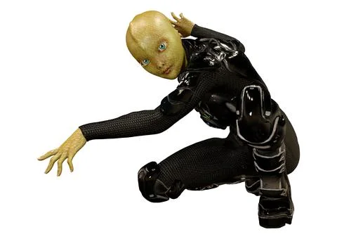3D Rendering Female Alien on White Stock Illustration