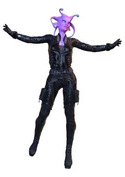 3D Rendering a Female Alien on White Stock Illustration