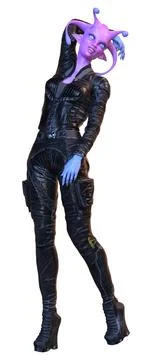 3D Rendering Female Alien on White Stock Illustration