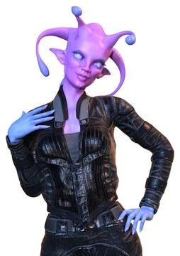 3D Rendering Female Alien on White Stock Illustration