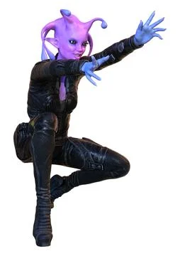 3D Rendering Female Alien on White Stock Illustration