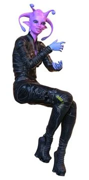 3D Rendering Female Alien on White Stock Illustration