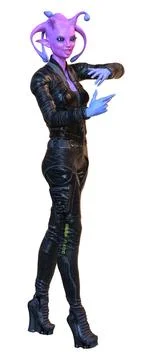 3D Rendering Female Alien on White Stock Illustration
