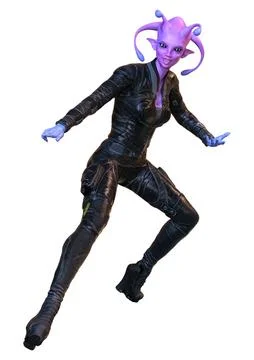 3D Rendering Female Alien on White Stock Illustration