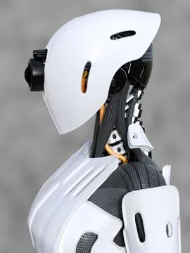 3D rendering of a female android robot head. Illustrazione stock