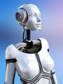 3D rendering of a female android robot. Stock Illustration