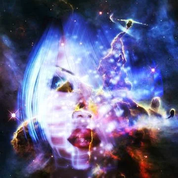 3D Rendering of a female Face - Elements of this Image by NASA 3D Renderin... Stock Photos