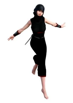 3D Rendering Female Ninja on White Stock Illustration