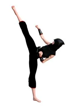 3D Rendering Female Ninja on White Stock Illustration