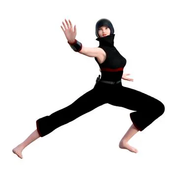3D Rendering Female Ninja on White Stock Illustration