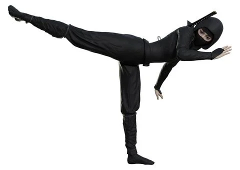 3D Rendering Female Ninja on White Stock Illustration