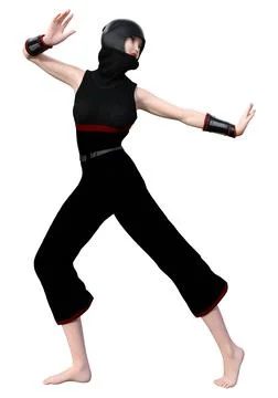 3D Rendering Female Ninja on White Stock Illustration