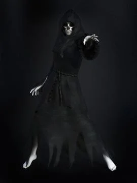 3D rendering of female reaper or witch. Stock Illustration
