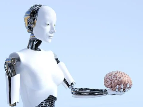 3D rendering of female robot artificial intelligence concept. Stock Illustration