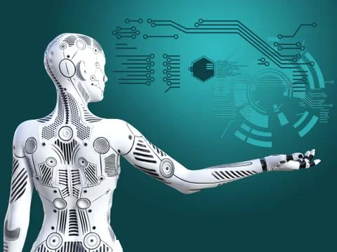 3D rendering of female robot digital concept. Stock Illustration