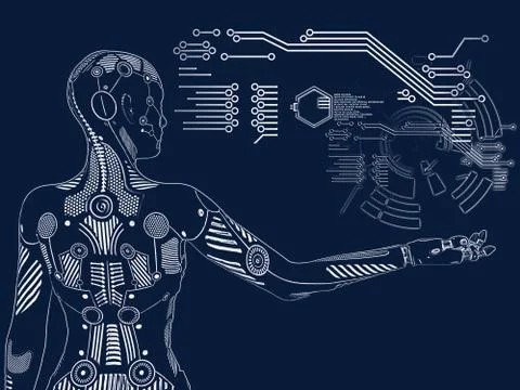 3D rendering of female robot digital concept. Stock Illustration