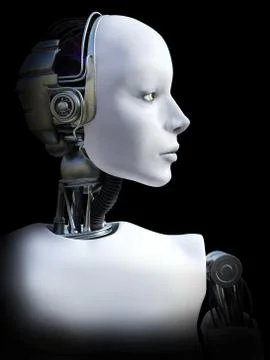 3D rendering of female robot head. Stock Illustration