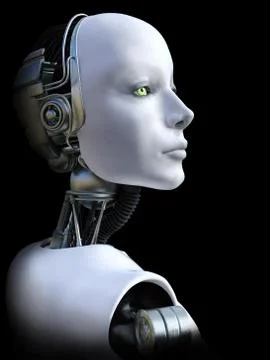 3D rendering of female robot head. Stock Illustration