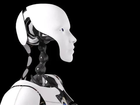 3D rendering of female robot head. Stock Illustration