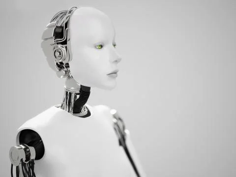 3D rendering of female robot head. Illustrazione stock
