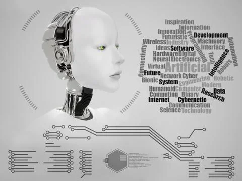 3D rendering of female robot technology concept. Stock-Illustration