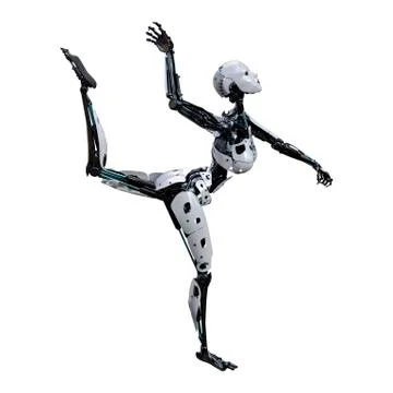 3D Rendering Female Robot on White Stock Illustration
