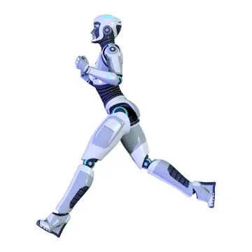 3D Rendering Female Robot on White Stock Illustration
