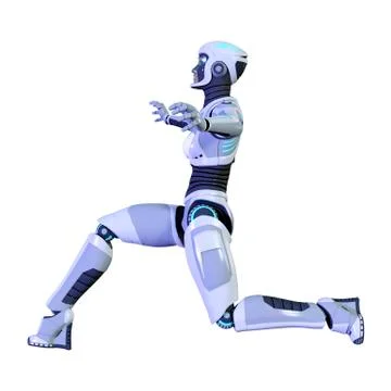 3D Rendering Female Robot  on White Stock Illustration