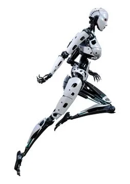 3D Rendering Female Robot on White Illustrazione stock
