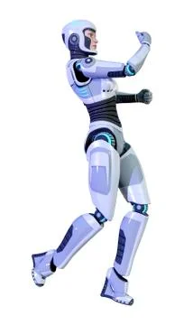 3D Rendering Female Robot on White Illustrazione stock