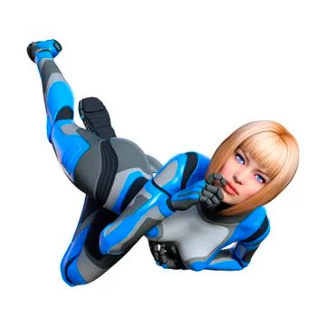 3D Rendering Female Robot on White Stock Illustration