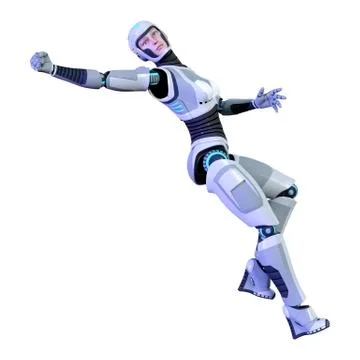 3D Rendering Female Robot on White Illustrazione stock