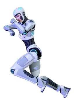 3D Rendering Female Robot on White Illustrazione stock