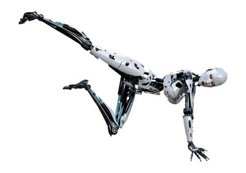 3D Rendering Female Robot on White Stock Illustration