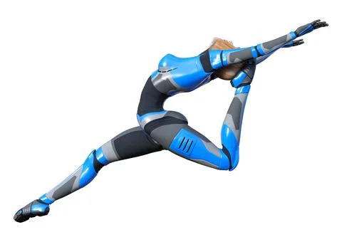 3D Rendering Female Robot on White Stock Illustration